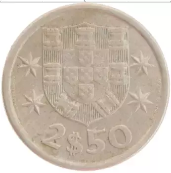 Монета 2 1/2 эскудо Португалии 1967 года Медно-никель