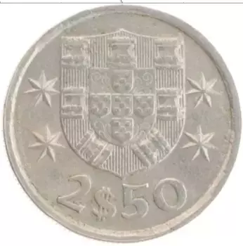 Монета 2 1/2 эскудо Португалии 1978 года Медно-никель