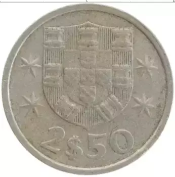 Монета 2 1/2 эскудо Португалии 1979 года Медно-никель