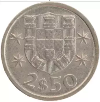 Монета 2 1/2 эскудо Португалии 1982 года Медно-никель