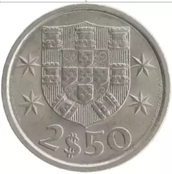 Монета 2 1/2 эскудо Португалии 1982 года Медно-никель