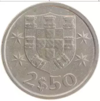 Монета 2 1/2 эскудо Португалии 1983 года Медно-никель