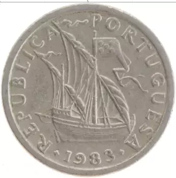 Монета 2 1/2 эскудо Португалии 1983 года Медно-никель