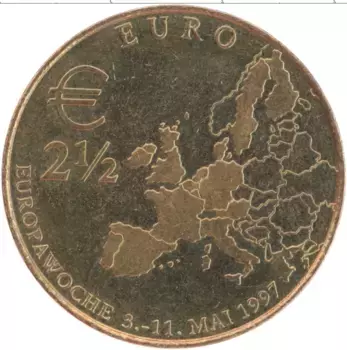 Монета 2 1/2 евро Германии 1997 года Латунь UNUSUAL
