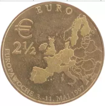 Монета 2 1/2 евро Германии 1997 года Латунь UNUSUAL