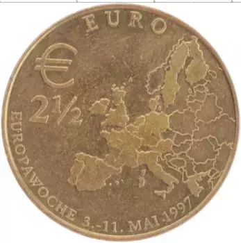 Монета 2 1/2 евро Германии 1997 года Бронза Бренденбургские ворота