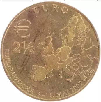 Монета 2 1/2 евро Германии 1997 года Бронза Бренденбургские ворота