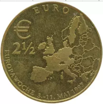 Монета 2 1/2 евро Германии 1997 года Латунь UNUSUAL