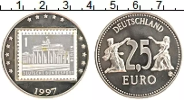 Монета 2 1/2 евро Германии 1997 года Медно-никель Жетон марка Берлин
