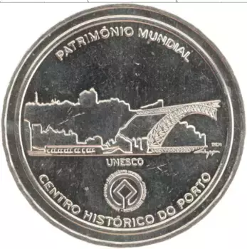 Монета 2 1/2 евро Португалии 2008 года Медно-никель Исторический центр Порту