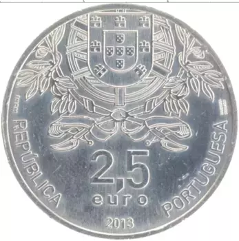 Монета 2 1/2 евро Португалии 2013 года Медно-никель 150 лет португальскому Красному кресту