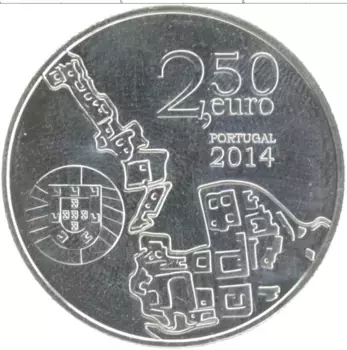 Монета 2 1/2 евро Португалии 2014 года Медно-никель Коимбрский университет