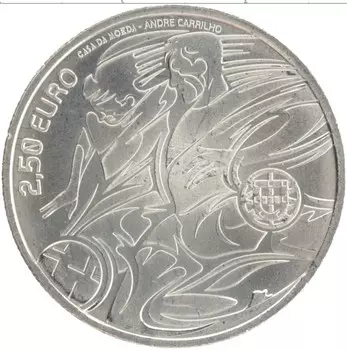 Монета 2 1/2 евро Португалии 2020 года Медно-никель Чемпионат Европы по футболу