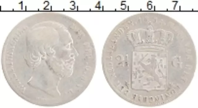 Монета 2 1/2 гульдена Нидерланд 1851 года Серебро Виллем III