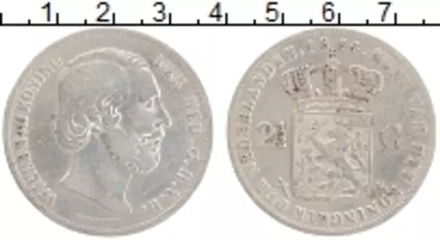 Монета 2 1/2 гульдена Нидерланд 1854 года Серебро Виллем III
