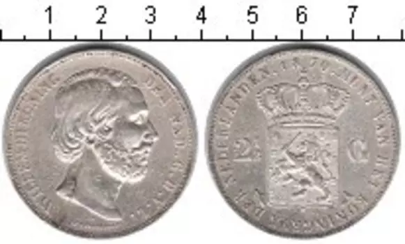 Монета 2 1/2 гульдена Нидерланд 1870 года Серебро Виллем III