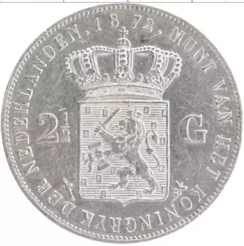 Монета 2 1/2 гульдена Нидерланд 1872 года Серебро Виллем III