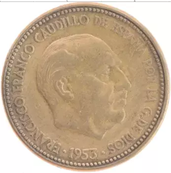 Монета 2 1/2 песеты Испании 1953 года Латунь Франциско Франко