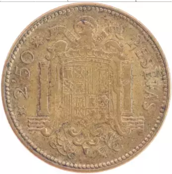 Монета 2 1/2 песеты Испании 1953 года Бронза Франсиско Франко