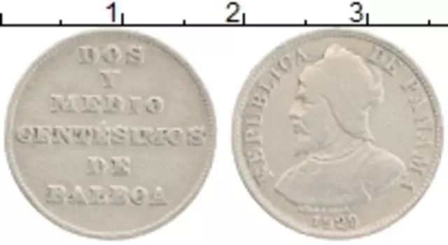 Монета 2 1/2 сентесимо Панамы 1929 года Медно-никель Васко Нуньес де Бальбоа