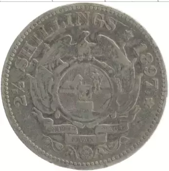 Монета 2 1/2 шиллинга Южно Африканской Республики 1897 года Серебро Пауль Крюгер