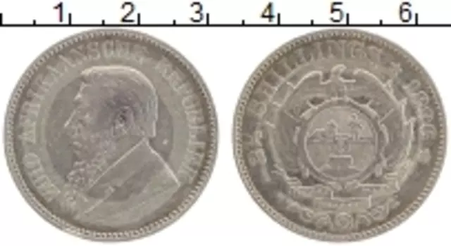 Монета 2 1/2 шиллинга Южно Африканской Республики 1896 года Серебро Пауль Крюгер