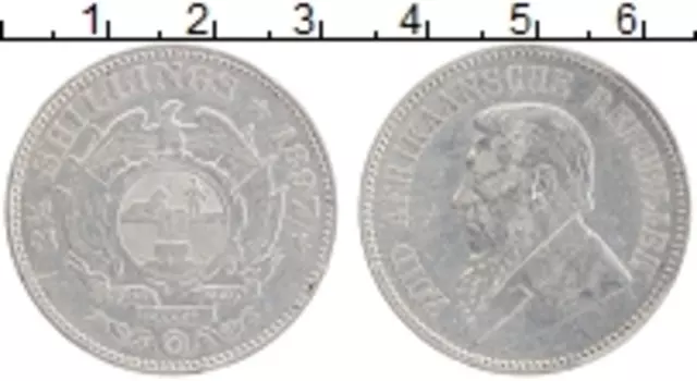 Монета 2 1/2 шиллинга Южно Африканской Республики 1897 года Серебро Пауль Крюгер