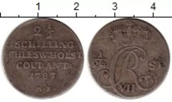 Монета 2 1/2 шиллинга Шлезвиг-Гольштейна 1787 года Серебро
