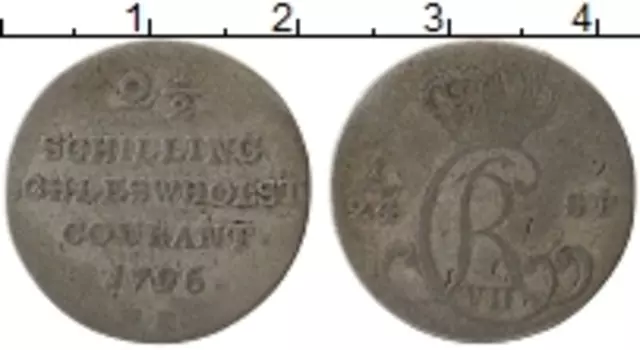 Монета 2 1/2 шиллинга Шлезвиг-Гольштейна 1796 года Серебро