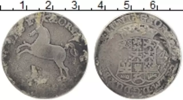 Монета 2/3 талера Бранденбурга 1692 года Серебро Георг II Вильгельм