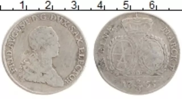 Монета 2/3 талера Саксонии 1765 года Серебро Фридрих Август