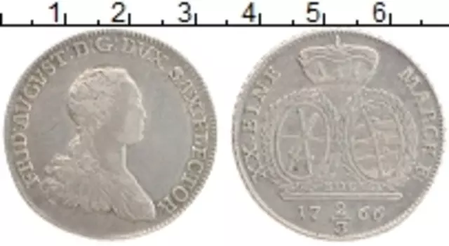 Монета 2/3 талера Саксонии 1766 года Серебро Фридрих Август