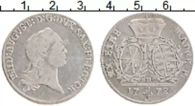 Монета 2/3 талера Саксонии 1772 года Серебро Фридрих Август