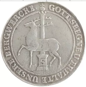 Монета 2/3 талера Штольберга 1717 года Серебро Олень