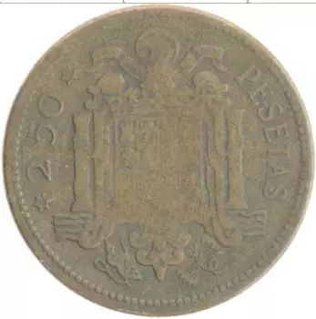 Монета 2,5 песеты Испании 1953 года Бронза Франциско Франко