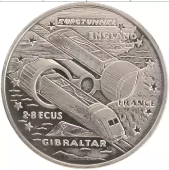 Монета 2,8 экю Гибралтара 1993 года Медно-никель Евротуннель