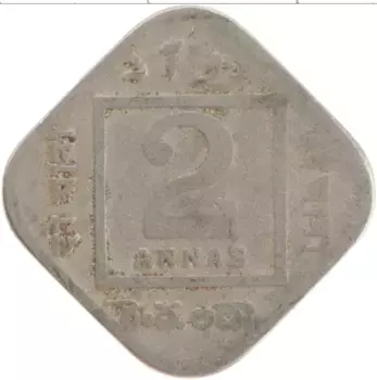 Монета 2 анны Британской Индии 1928 года Медно-никель Георг V