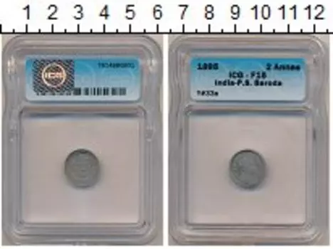 Монета 2 анны Индии 1895 года Серебро Штат Барода
