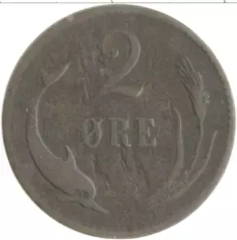 Монета 2 эре Дании 1874 года Бронза Кристиан IX