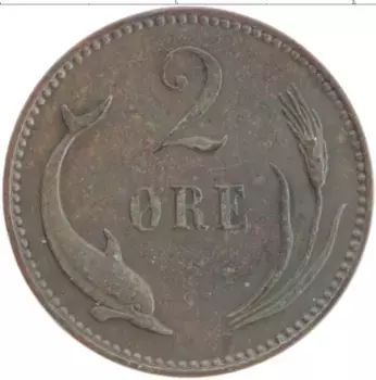 Монета 2 эре Дании 1899 года Бронза Кристиан IX