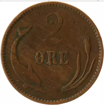 Монета 2 эре Дании 1902 года Бронза Кристиан IX
