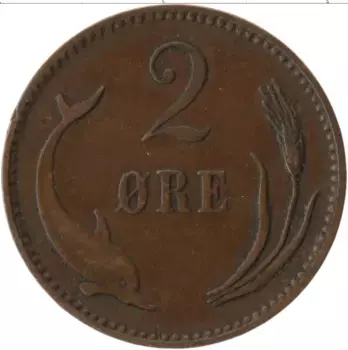 Монета 2 эре Дании 1902 года Бронза Кристиан IХ