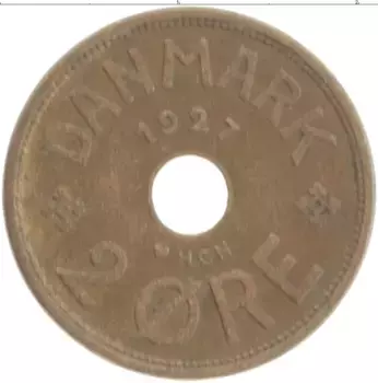 Монета 2 эре Дании 1927 года Бронза Кристиан X