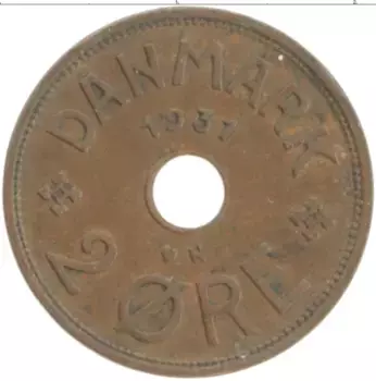 Монета 2 эре Дании 1931 года Бронза Кристиан X