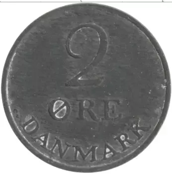 Монета 2 эре Дании 1957 года Цинк Фредерик IX