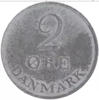 Монета 2 эре Дании 1963 года Цинк Фредерик IX