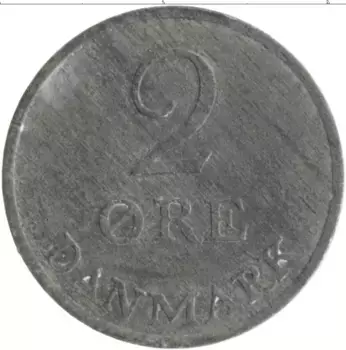 Монета 2 эре Дании 1964 года Цинк Фредерик IX