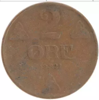 Монета 2 эре Норвегии 1921 года Бронза Хокон VII