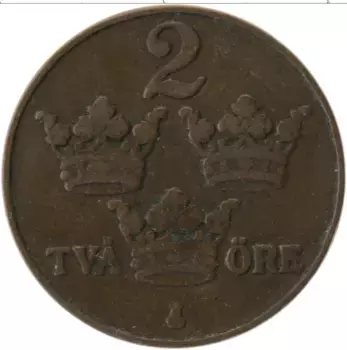 Монета 2 эре Швеции 1926 года Бронза Густав V