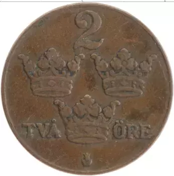 Монета 2 эре Швеции 1929 года Бронза Густав V